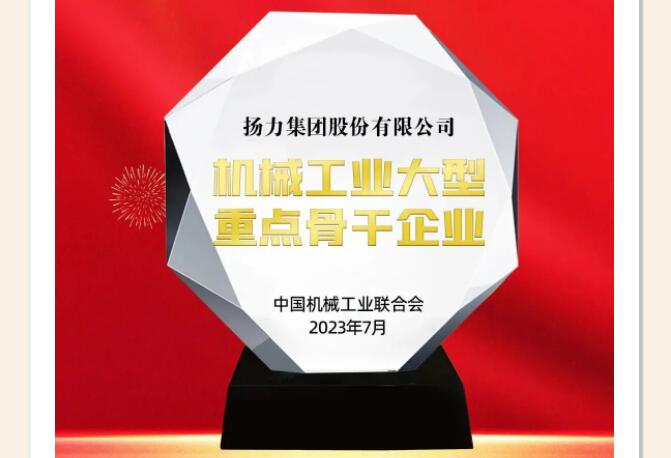 喜報(bào)丨揚(yáng)力集團(tuán)榮獲“機(jī)械工業(yè)大型重點(diǎn)骨干企業(yè)”！